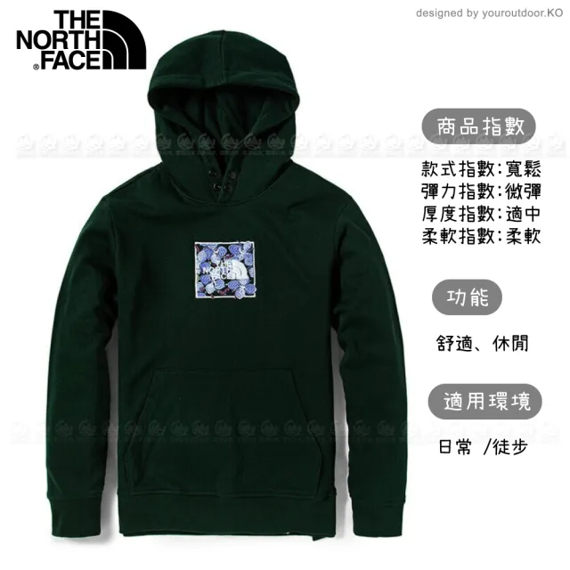 The North Face】男LOGO 連帽T恤《深綠》4NF8/連帽上衣/休閒長袖(悠遊