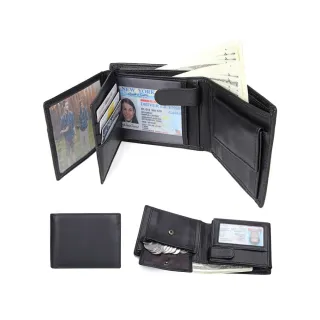 【玩皮工坊】頭層牛皮翻頁式7卡位 LH864 男士短夾(單色選)