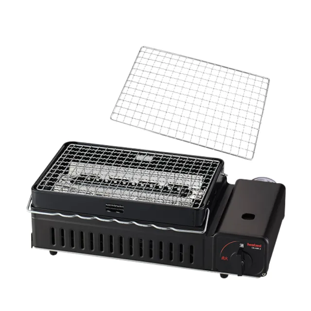 【Iwatani 岩谷】新網烤串燒磁式瓦斯烤爐2.3kW-黑色-搭贈烤網乙片(CB-ABR-2+烤網1入)