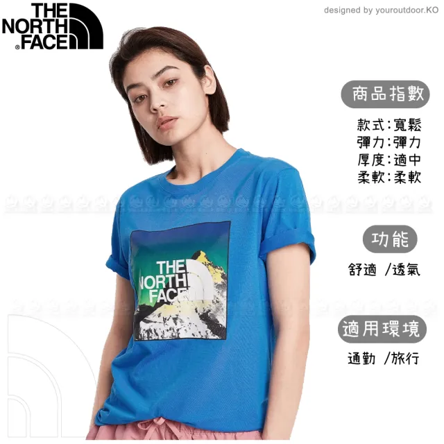 【The North Face】吸排短袖棉T恤《藍》4NDF/排汗快乾/運動衣/圓領衣/休閒衣(悠遊山水)