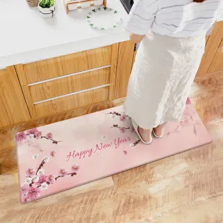 【半島良品】新年冬梅/頂級防油防滑皮革新年地墊_45x120cm(減壓墊 舒壓墊 坐墊 踏墊 野餐墊)