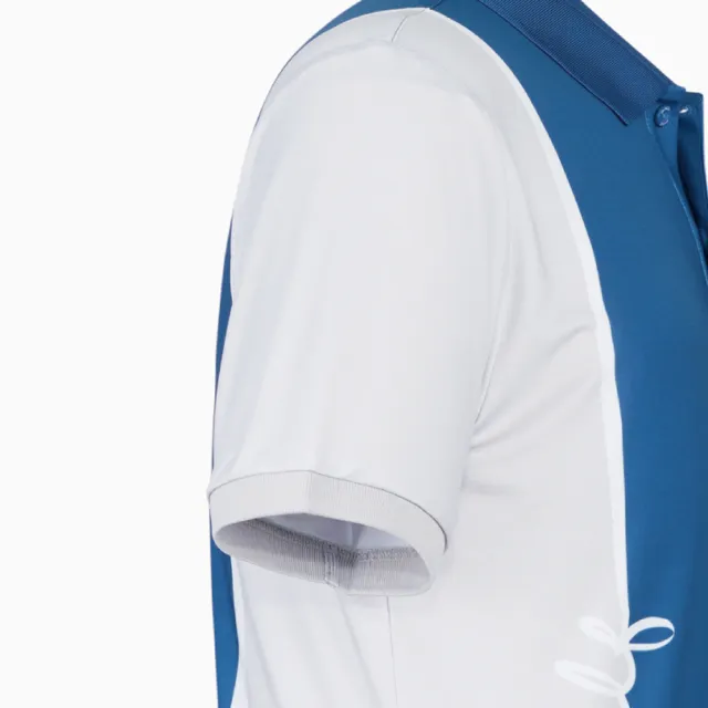 【PING】男款不對稱書寫體短袖POLO衫-藍(吸濕排汗/GOLF/高爾夫球衫/PA22110-56)