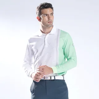 【PING】男款單袖配色長袖POLO衫-淺綠(吸濕排汗/蓄熱保溫/GOLF/高爾夫球衫/PA22211-43)