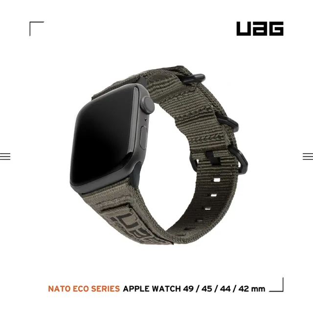 【UAG】Apple Watch 42/44/45/49mm Nato尼龍錶帶-鈦灰(UAG)