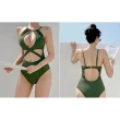 【SeasonsBikini】4色性感交叉連身泳衣-軍綠色 -680(連身泳衣)