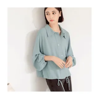 【OB 嚴選】雙排釦不易皺翻領下襬抽皺上衣 《AB17680》