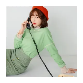 【OB 嚴選】抗UV車線狀色拼接圓領長袖上衣 《KG1448》