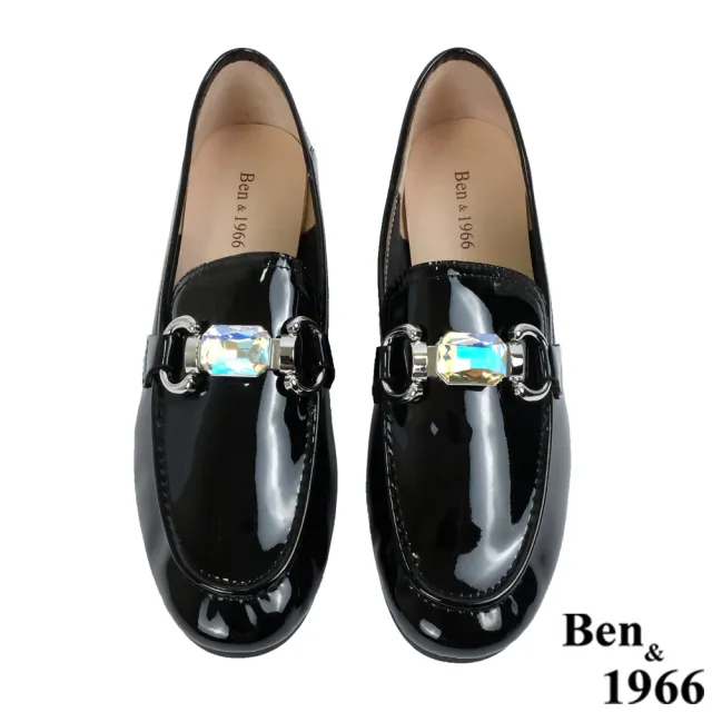 【Ben&1966】高級羊漆皮流行閃亮樂福鞋-黑228141