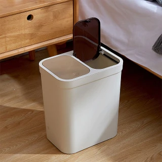 【cheaper 居家】16L 彈蓋式分類垃圾桶(分類垃圾桶/辦公室垃圾桶/乾溼分離垃圾桶/垃圾筒/收納桶)