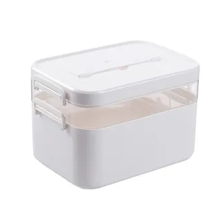 【原家居】手提式雙層多功能收納箱-小款(醫藥箱 收納箱 雙層藥箱 保健盒 護理箱 化妝盒)
