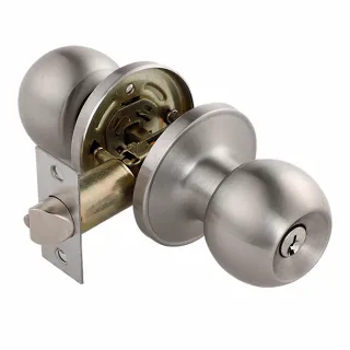 喇叭鎖 587-ET 旋轉鈕設計 不銹鋼磨砂銀(60 mm 有鑰匙 玄關門 房門鎖 客廳 房門)