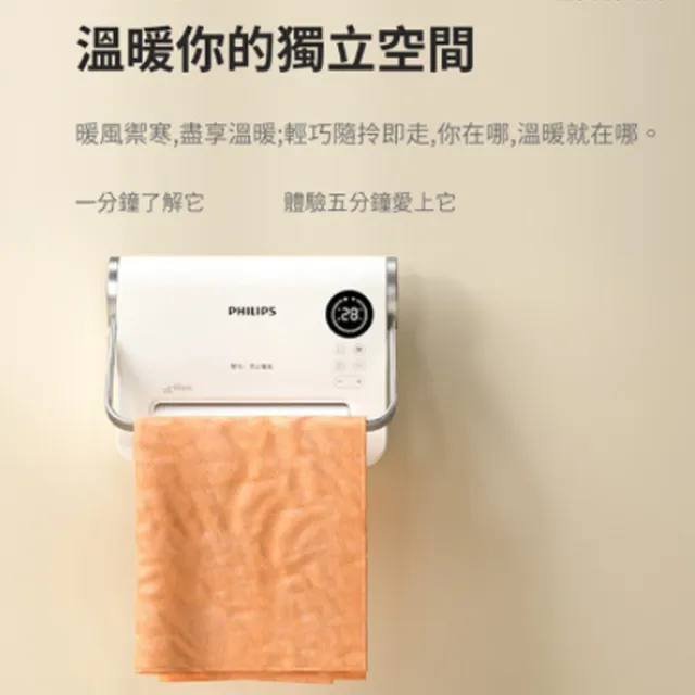 【Philips 飛利浦】壁掛陶瓷暖風機 AHR3124FX(無線搖控  IPX2防水)