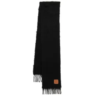 【LOEWE 羅威】Wool Mohair 羊毛與馬海毛混紡 圍巾 黑色