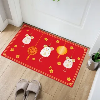 【半島良品】鼠年吉祥/皮革地墊防油防水防滑_45x75cm(減壓墊 舒壓墊 坐墊 踏墊 野餐墊)