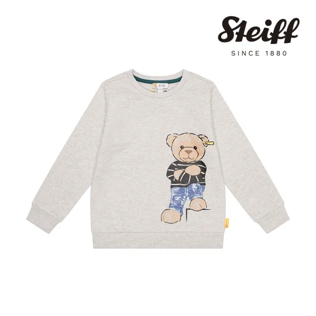 【STEIFF】熊頭童裝 大學長袖T 內刷毛(長袖上衣)
