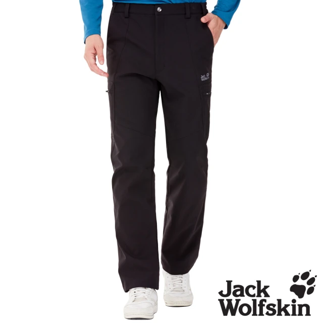 Jack wolfskin 飛狼 男 防風防潑水保暖長褲 Softshell 軟殼褲(黑色)