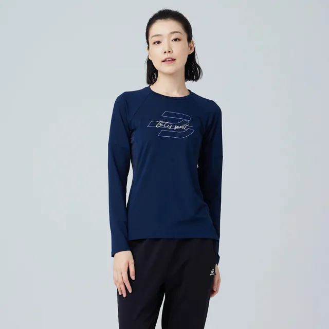 【BATIS 巴帝斯】運動速乾LOGO長袖上衣 - 女 - 二色(吸濕排汗、高彈力)