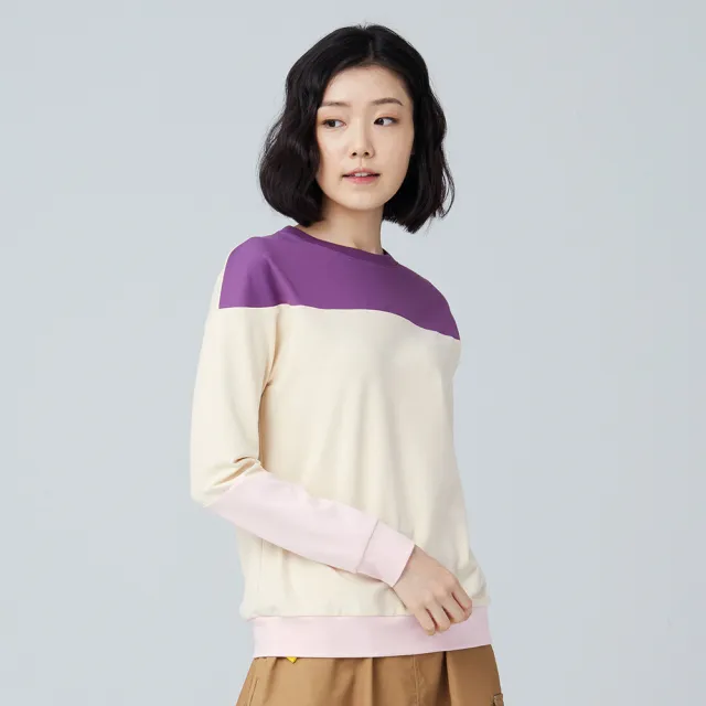 【BATIS 巴帝斯】玩色拼接大學 T - 女 - 二色(保暖、舒適)