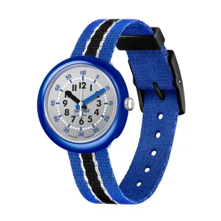 【Flik Flak】兒童手錶 銀光閃閃 SHINE IN SILVER 兒童錶 編織錶帶 瑞士錶 錶(31.85mm)