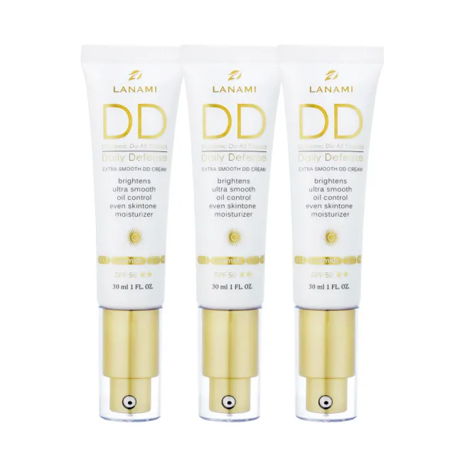 【LANAMI】瓷肌粉漾DD防曬隔離霜SPF50★★(3入)