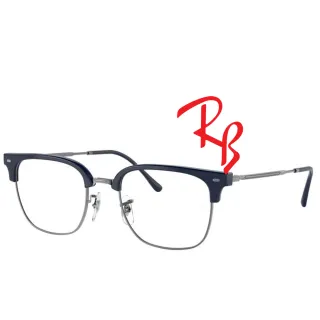 【RayBan 雷朋】木村拓哉代言配戴款 方框眉架光學眼鏡 精緻金屬鏡臂 RB7216 8210 深藍眉框 公司貨