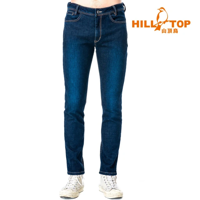 【Hilltop 山頂鳥】男款保暖修身牛仔褲H31MK7深藍