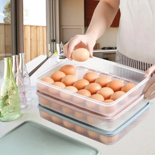 【熊爸爸大廚】簡約24格馬卡龍色帶蓋雞蛋收納盒(2入)