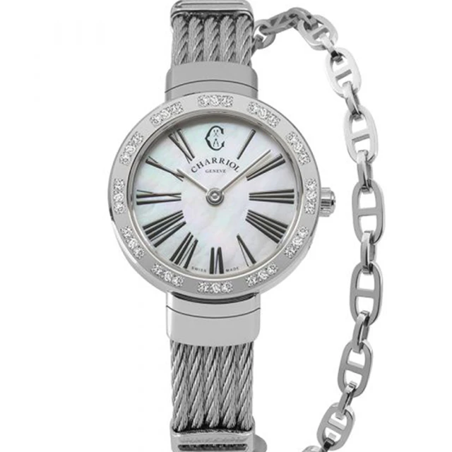【CHARRIOL 夏利豪】ST-TROPEZ經典鎖鍊手鐲腕錶x銀x25mm(ST25SD.500.009)