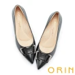 【ORIN】造型方釦羊皮尖頭高跟鞋(黑色)