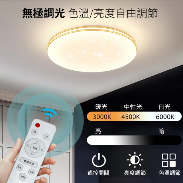 【Ligk萊客】LED吸頂燈 APP滿天星吸頂燈（50CM遙控+手機APP三色調光80W）(吸頂燈/臥室燈/客廳燈)