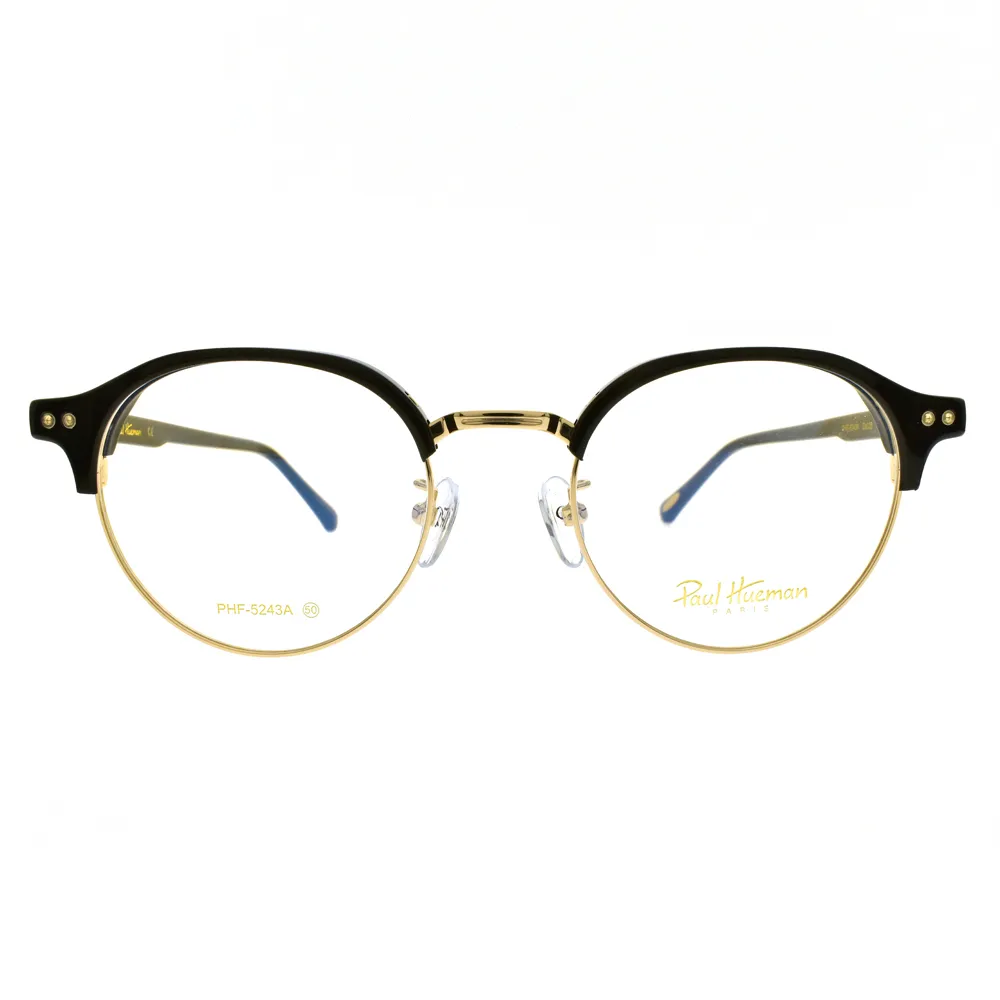 【PAUL HUEMAN】眉框圓框款 光學眼鏡(金 黑#PHF5243A C5)