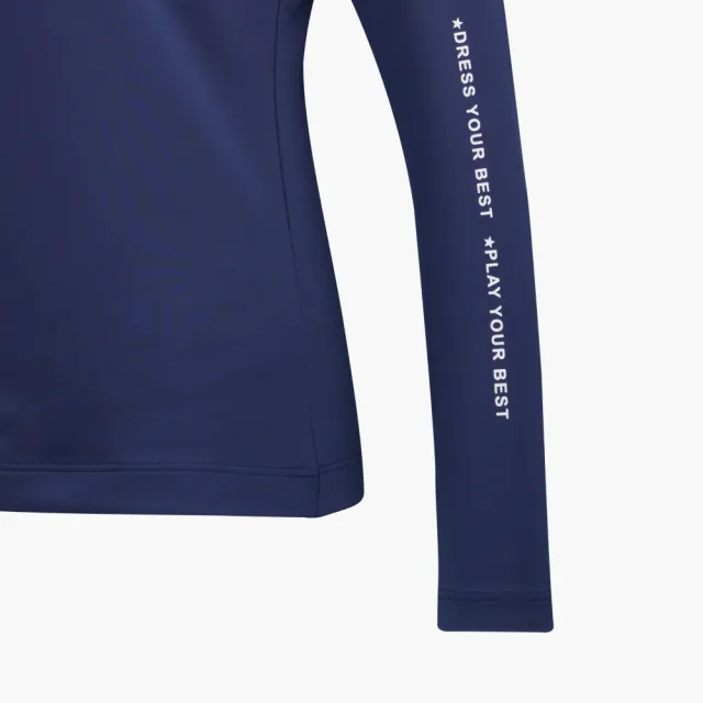 【PING】女款版印風立領薄長袖POLO衫-深藍(吸濕排汗/蓄熱保溫/GOLF/高爾夫球衫/RA21221-58)