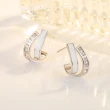 【Emi 艾迷】韓系時尚輕奢鋯石線條925銀針耳環