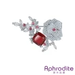 【Aphrodite 愛芙晶鑽】華麗方晶寶石玫瑰花朵造型胸針(寶石胸針 玫瑰胸針 花朵胸針)