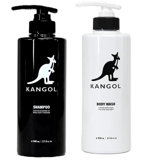 【KANGOL】無矽靈PH5.5洗髮精+不滑不澀水潤保濕沐浴精500ml(2入組)