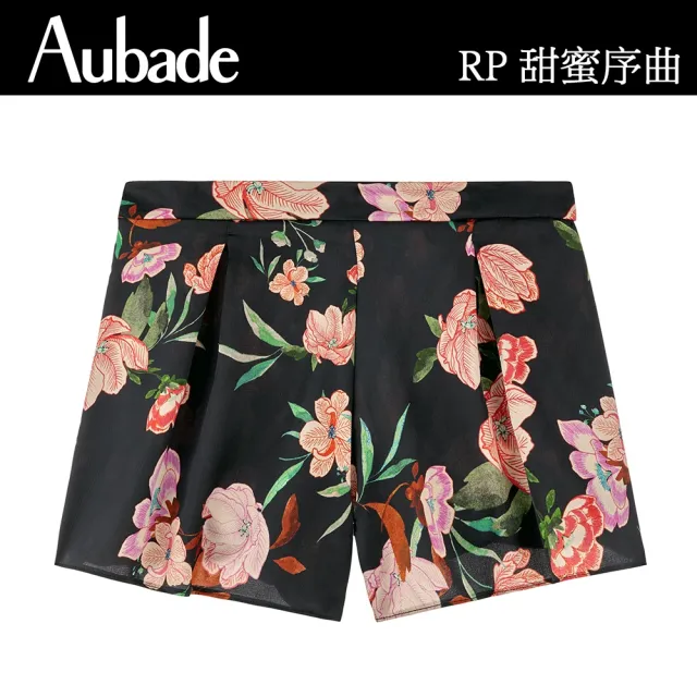 【Aubade】甜蜜序曲印花蕾絲短褲 性感蕾絲睡衣 女睡衣 法國進口居家服-RL(黑)