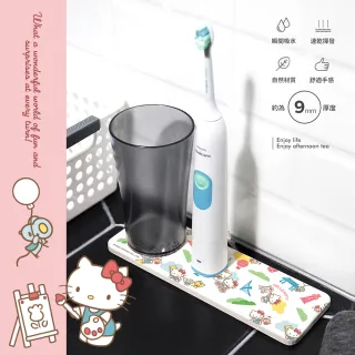 【收納王妃】Sanrio三麗鷗 hello kitty 凱蒂貓 硬式珪藻土 吸水 洗漱墊 防潮(尺寸:24X8X0.9CM)