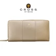 【CROSS】賈姬限定款 頂級小牛皮拉鍊長夾(鉑金色 贈原廠送禮提袋)