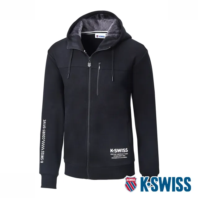 【K-SWISS】刷毛連帽外套 Fleece Jacket-女-黑(197285-008)