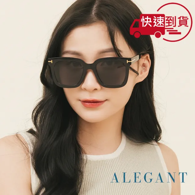 【ALEGANT】佐墨黑都會未來感金飾立體線條勾勒方框輕量TR90寶麗來偏光墨鏡/UV400太陽眼鏡(城市的墨筆手札)