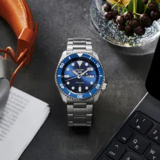 【SEIKO 精工】5號 Sports 系列  運動時尚潮流機械腕錶 / 藍x銀 42.5mm(4R36-07G0B/SRPD51K1)