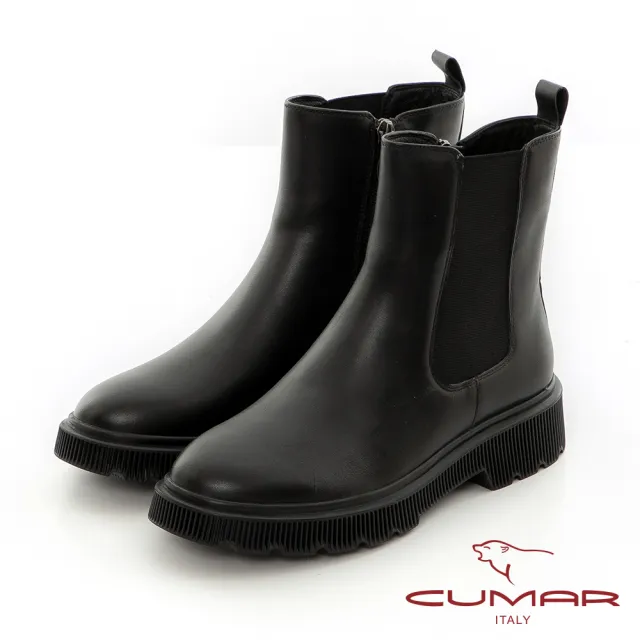 【CUMAR】側邊拉鏈雀爾西短靴(黑色)
