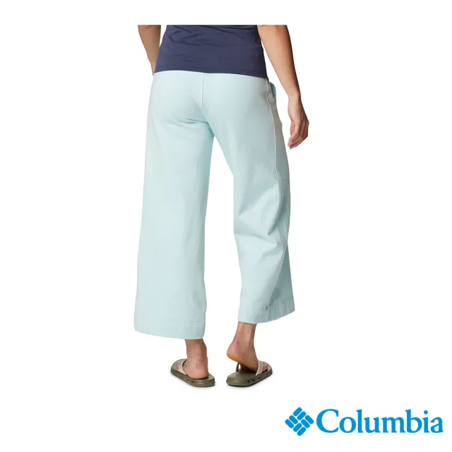 【Columbia 哥倫比亞 官方旗艦】女款-Omni-Shade UPF50防曬寬版長褲-湖水綠(UAR82870AQ / 2022年春夏)