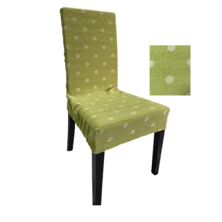 【J&N】圓點彈性餐椅套-綠色(1入)