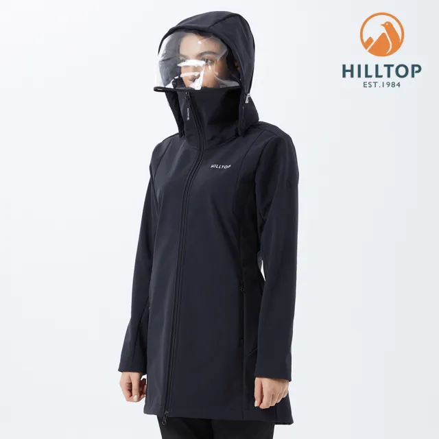 【Hilltop 山頂鳥】Anti-microbial Fleece ViralOff 女款抗菌防水長版刷毛防護外套 PH21XF21 黑