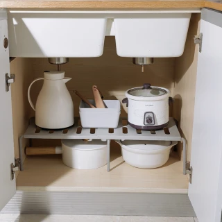 【Dagebeno荷生活】簡約可伸縮置物架 流理台櫥下櫃內加層省空間整理架(2入)