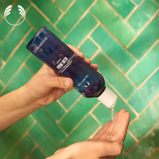 【THE BODY SHOP 美體小舖】湛藍麝香頭髮&身體清潔露-250ML(沐浴乳/香氛沐浴)