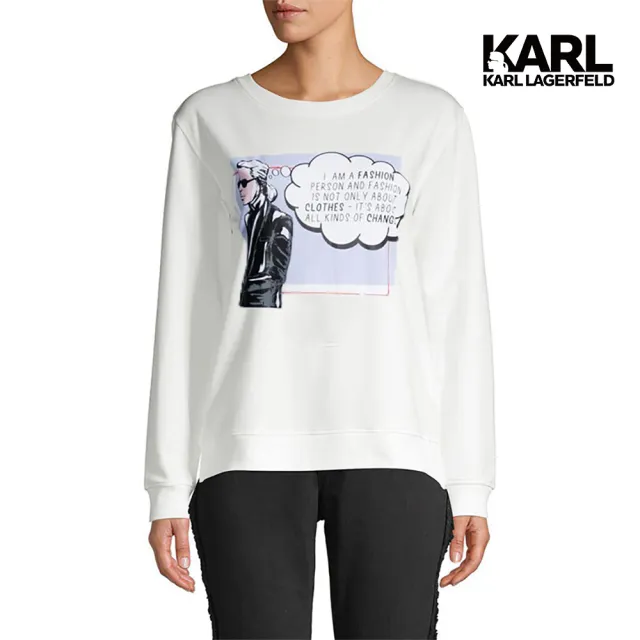 【KARL LAGERFELD 卡爾】KARL 漫畫長袖TEE-白(原廠公司貨)