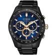 【CITIZEN 星辰】亞洲限定藍面黑鋼帶三眼計時腕錶-藍x黑 / 43mm(CA4458-88L)