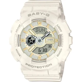 【CASIO 卡西歐】BABY-G 白巧克力雙顯手錶(BA-110XSW-7A)